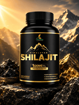 Bottle of Himalayan Shilajit with mountainous background