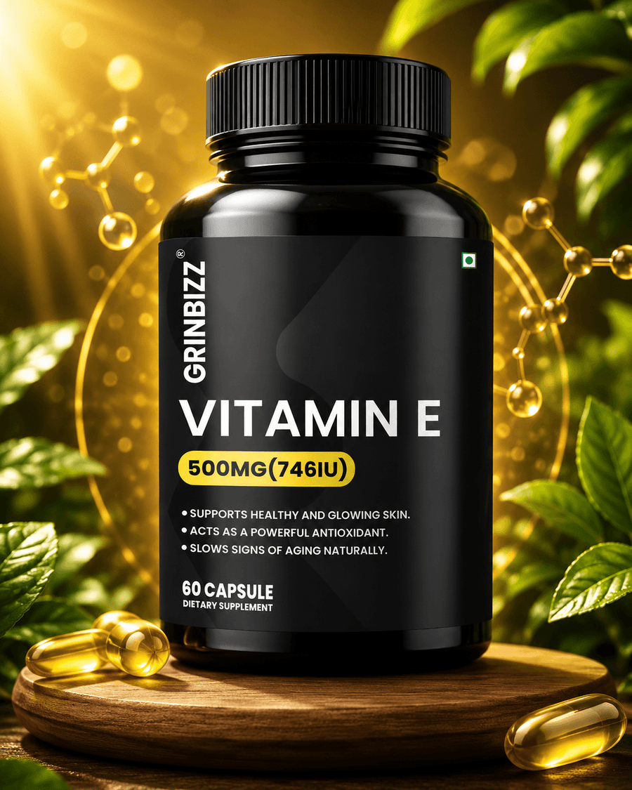 Vitamin E Capsules for Skin & Hair Health | Grinbizz
